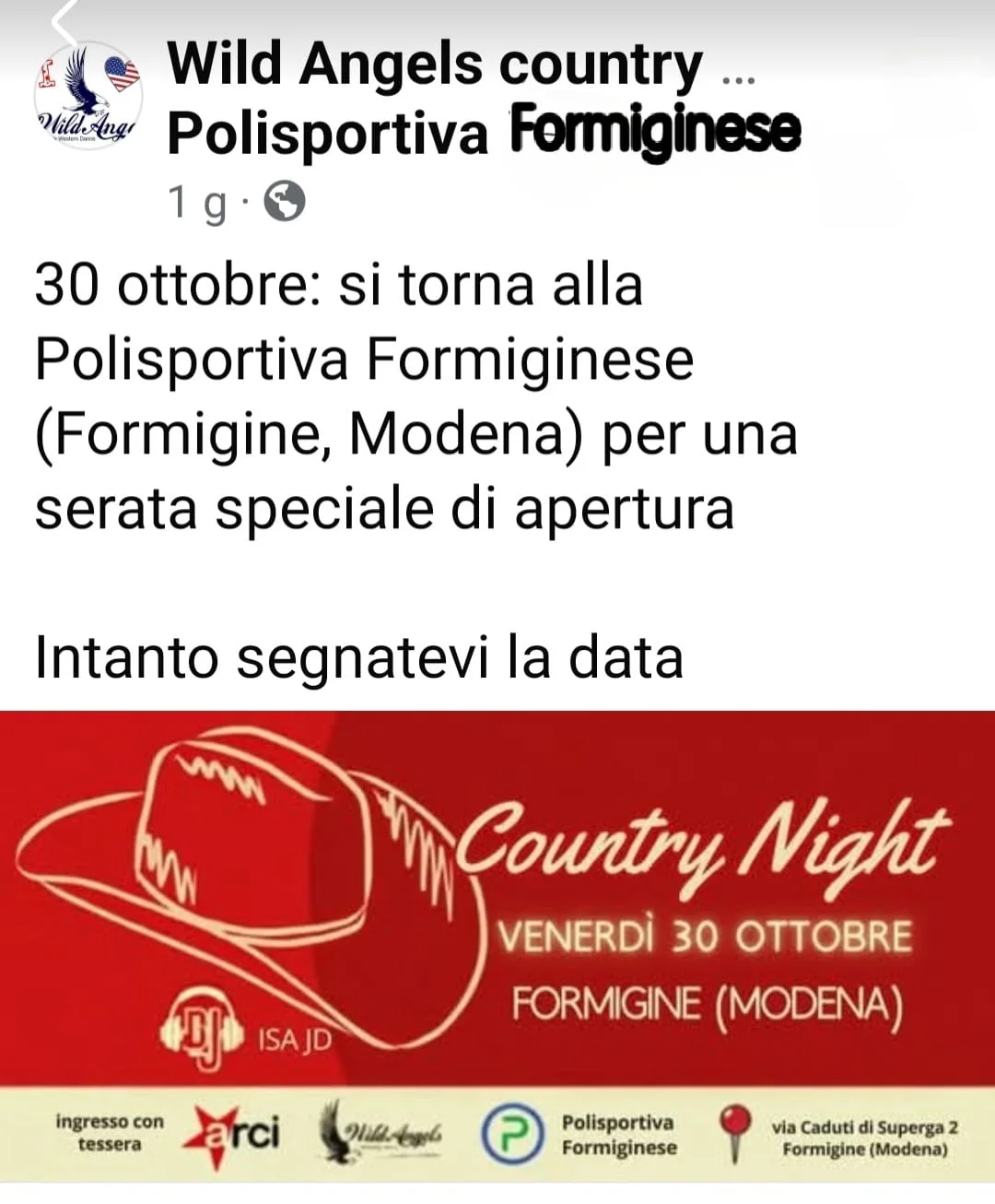 Evento: Wild Angels presenta: Country Night